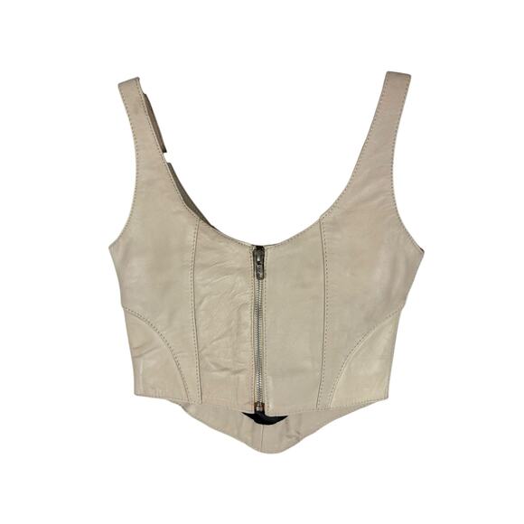 Understated Leather Mustang Bustier Top Western Cowboy Lamb Leather Cropped XS - Picture 5 of 9